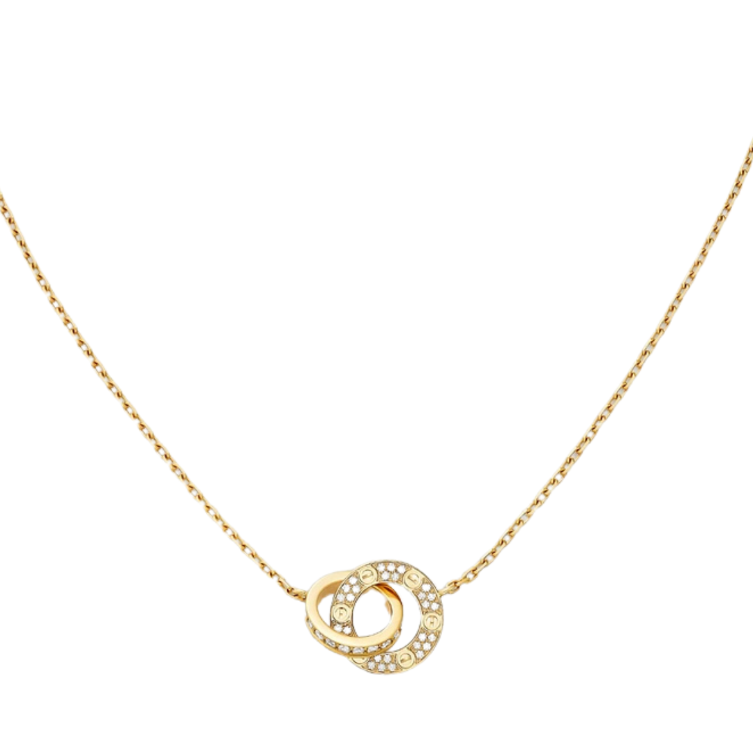 Cartier Love Pendant Small Interlinked Paved Diamonds 18ct Yellow Gold