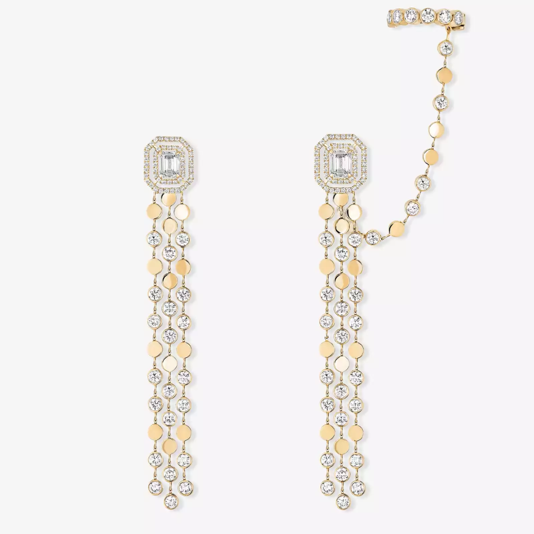 D-Vibes Multi-Row Diamond Earrings 18ct Gold