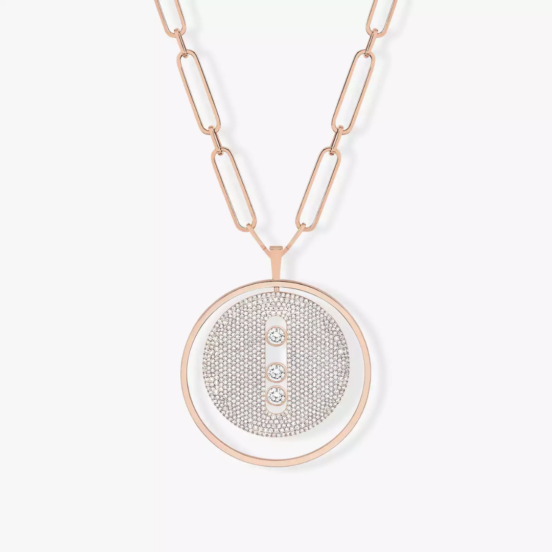 Lucky Move Long Diamond Necklace Pavé LM 18ct Gold