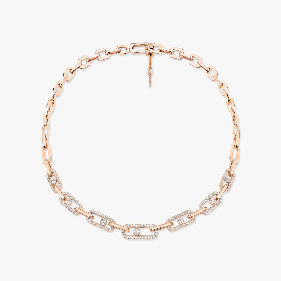 Move Link Pavé Diamond Necklace 18ct Gold