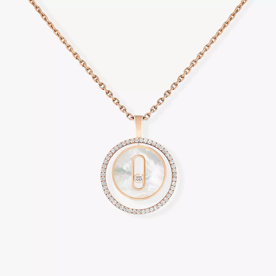 White Mother-of-Pearl Lucky Move SM Diamond Necklace 18ct Gold