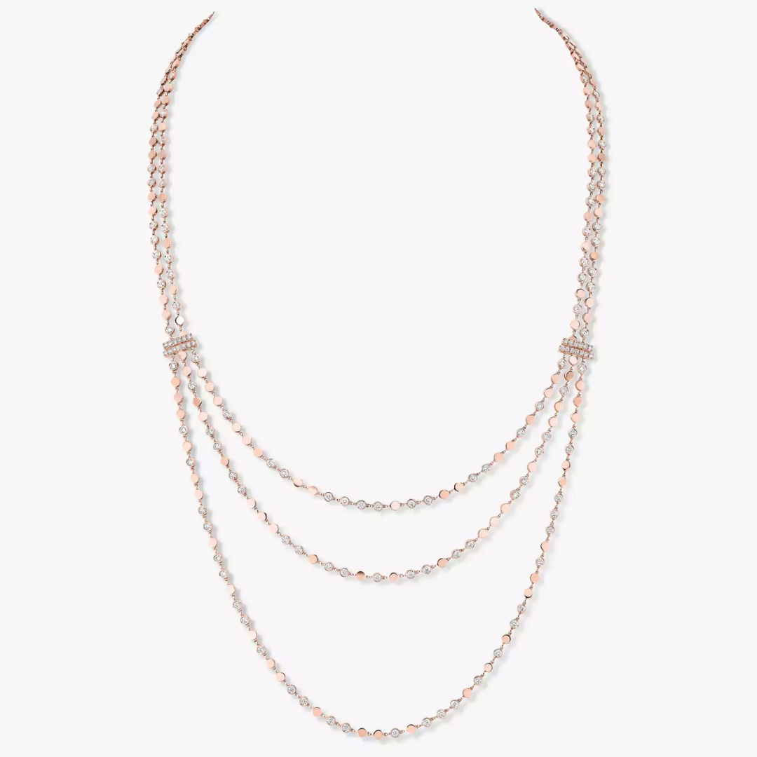 D-Vibes Multi-Row Long Diamond Necklace 18ct Gold