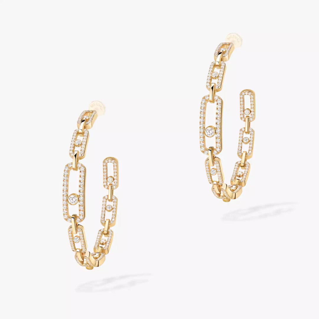 Move Link Large Hoop Diamond Earrings 18ct Gold