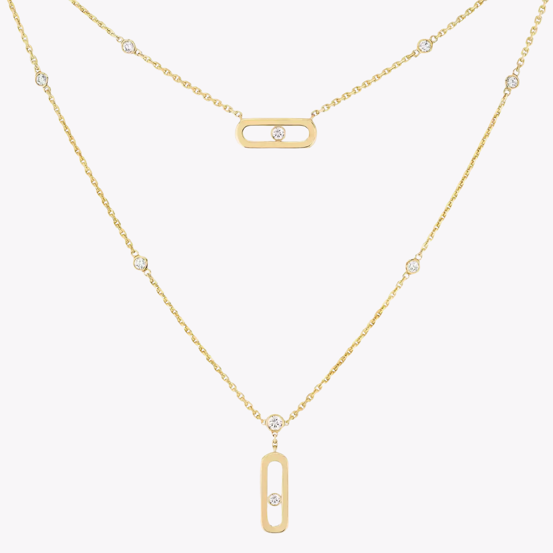 Move Uno 2 Rows Necklace 18ct Gold
