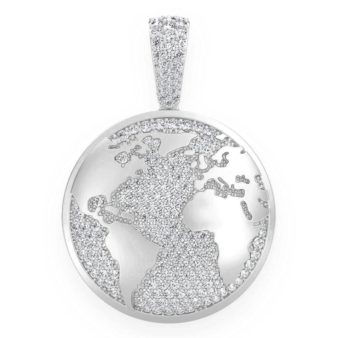 1.33ct Diamond Globe Pendant 18K Solid Gold