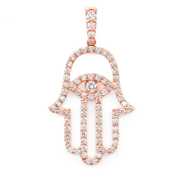 Erkals Jewellers Open Hamsa Pendant 18K Gold Diamond 0.85ctw