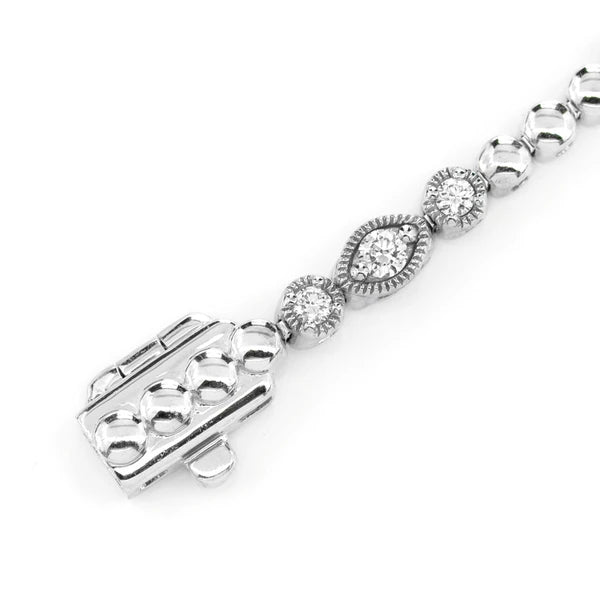 Erkals Jewellers Oval And Round Diamond Bead Bezel Link Bracelet 18K Gold 0.66ctw