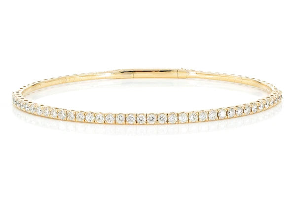 Erkals Jewellers 4pt Prong Set Diamond Tennis Bracelet Flex Bangle 18K Gold 1.50ctw