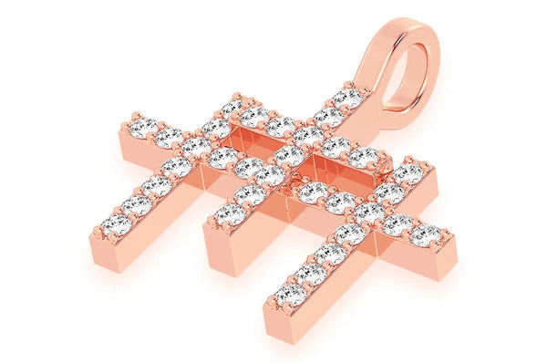 0.45ct Diamond Triple Cross Pendant 18K Solid Gold