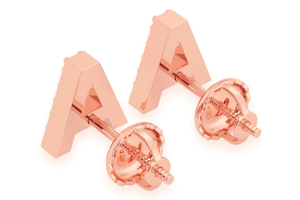 Erkals Jewellers Mini Any Letter Stud Earrings 18K Gold 0.10ctw
