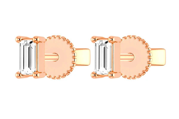 Erkals Jewellers Baguette Solitaire Stud Earrings 18K Gold 0.20ctw