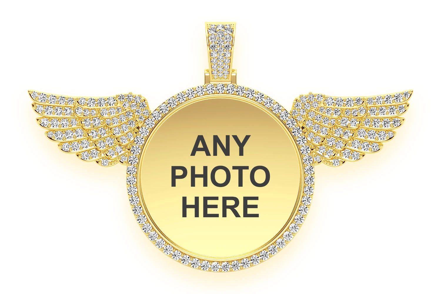 Erkals Jewellers Round Picture Wings Memory Pendant 18K Gold Diamond 8.50ctw