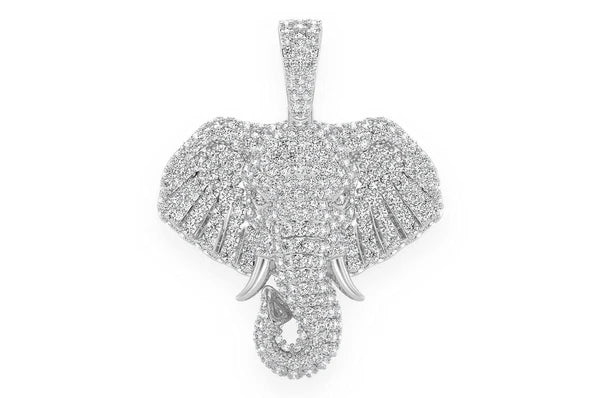 2.33ct Diamond Elephant Pendant 18K Solid Gold
