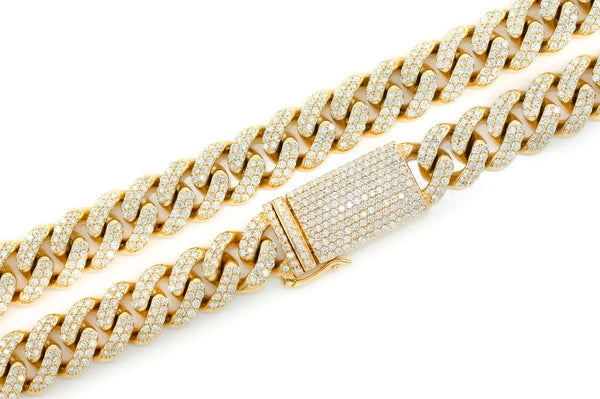 Erkals Jewellers 10mm Miami Cuban Diamond Necklace 18K Gold 14.00ctw