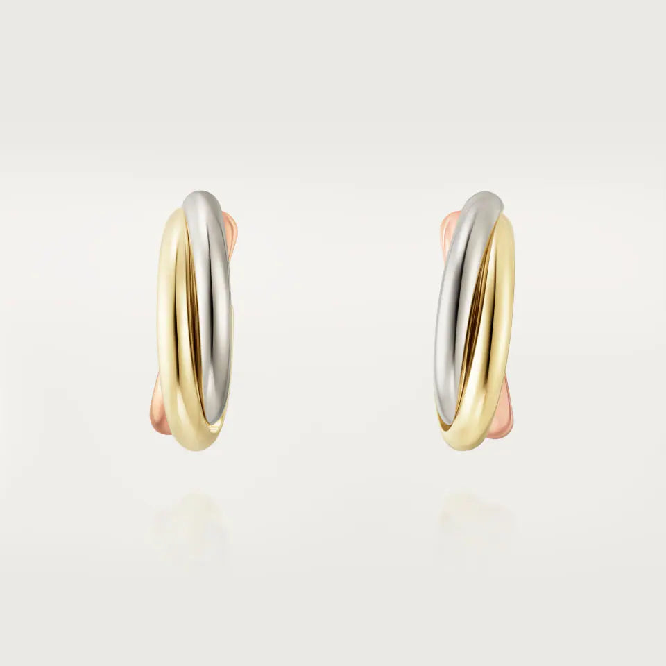 Cartier Trinity Earrings 18K White, Yellow & Rose Gold
