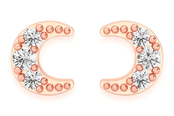 Erkals Jewellers Mini Moon Stud Earrings 18K Gold 0.05ctw