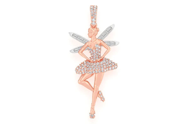 Pendentif diamant Ailes de ballerine 0,65 ct en or massif 14 carats