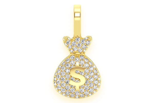 Erkals Jewellers Money Bag Pendant 18K Gold Diamond 0.33ctw