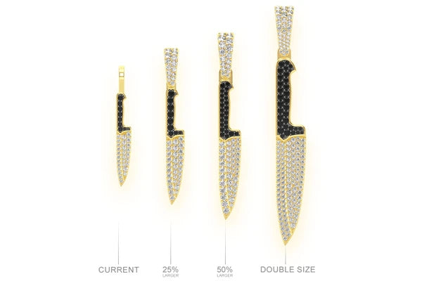Erkals Jewellers Kitchen Cutting Chef's Knife Diamond Pendant 18K Gold 0.25ctw