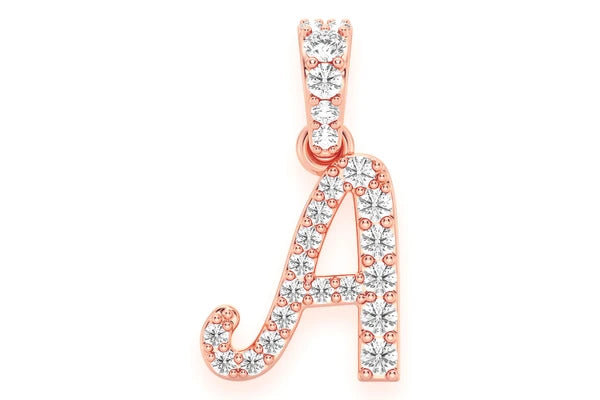 Erkals Jewellers Cursive Letter A Pendant 18K Gold Diamond 0.20ctw