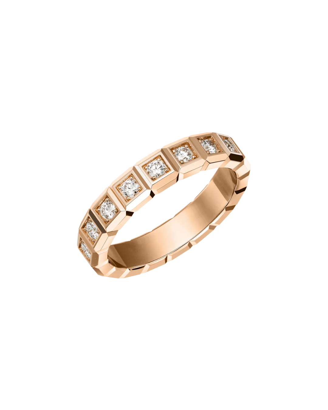 Ice Cube Full-Set Diamond Ring 18ct Rose Gold