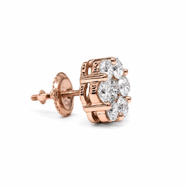 Erkals Jewellers Flower Stud Earrings 18K Gold 1.50ctw