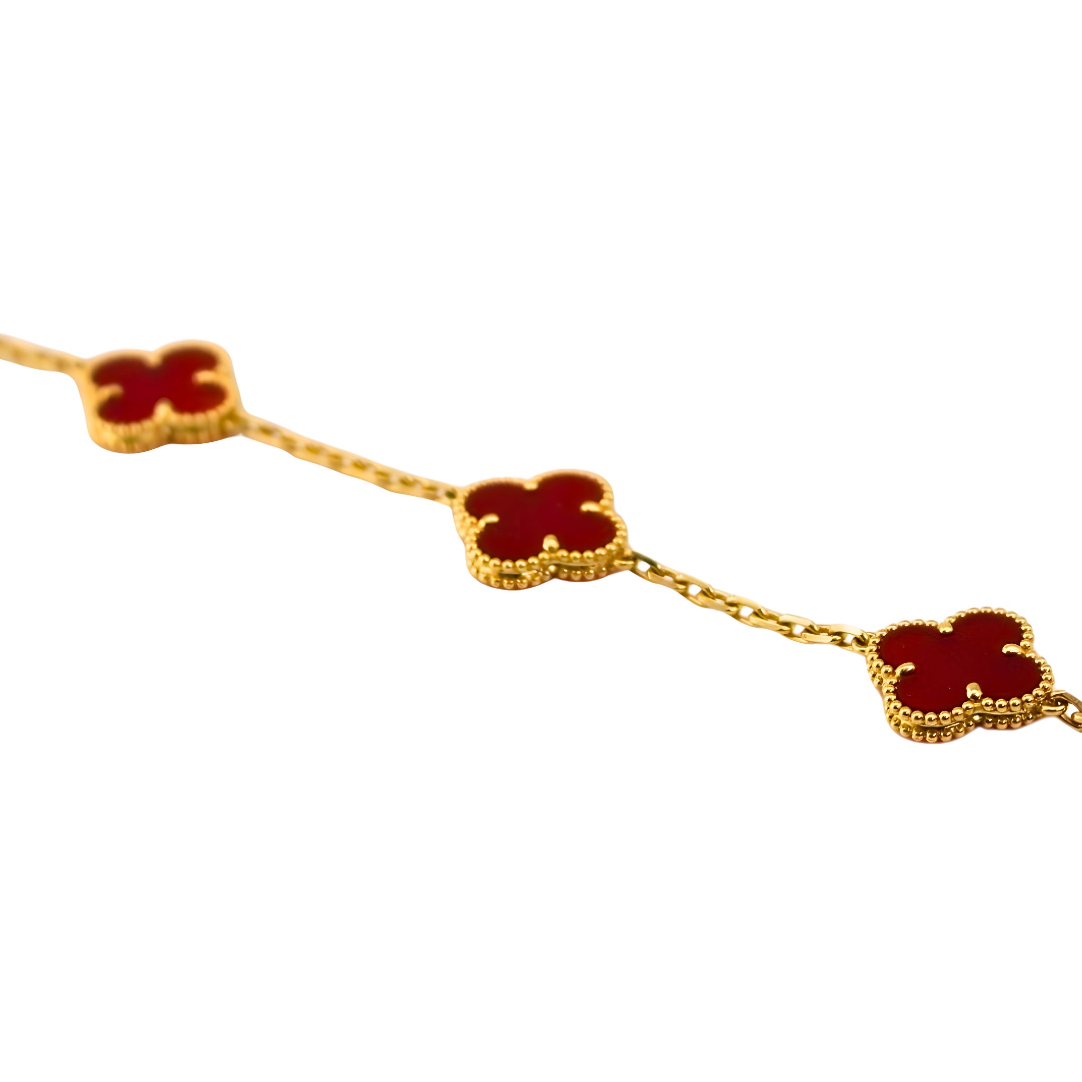 Van Cleef & Arpels Vintage Alhambra Bracelet 5 Motifs Cornaline Or Jaune 18 Carats