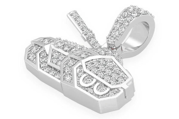 0.40ct Diamond Military Battle Tank Pendant 18K Solid Gold