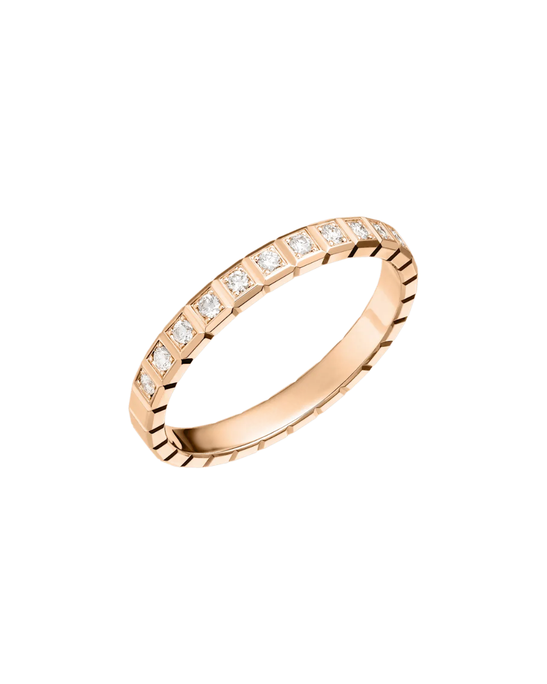 Ice Cube Half-Set Diamond Ring 18ct Rose Gold