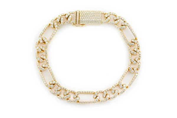 Erkals Jewellers 8mm Figaro Link Diamond Bracelet 18K Gold 6.00ctw