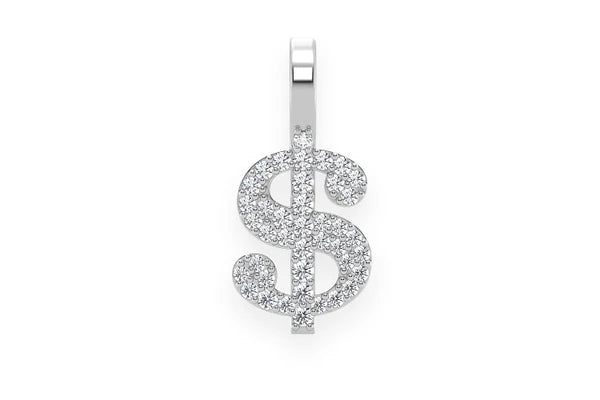 Erkals Jewellers US Dollar Sign Pendant 18K Gold Diamond 0.20ctw