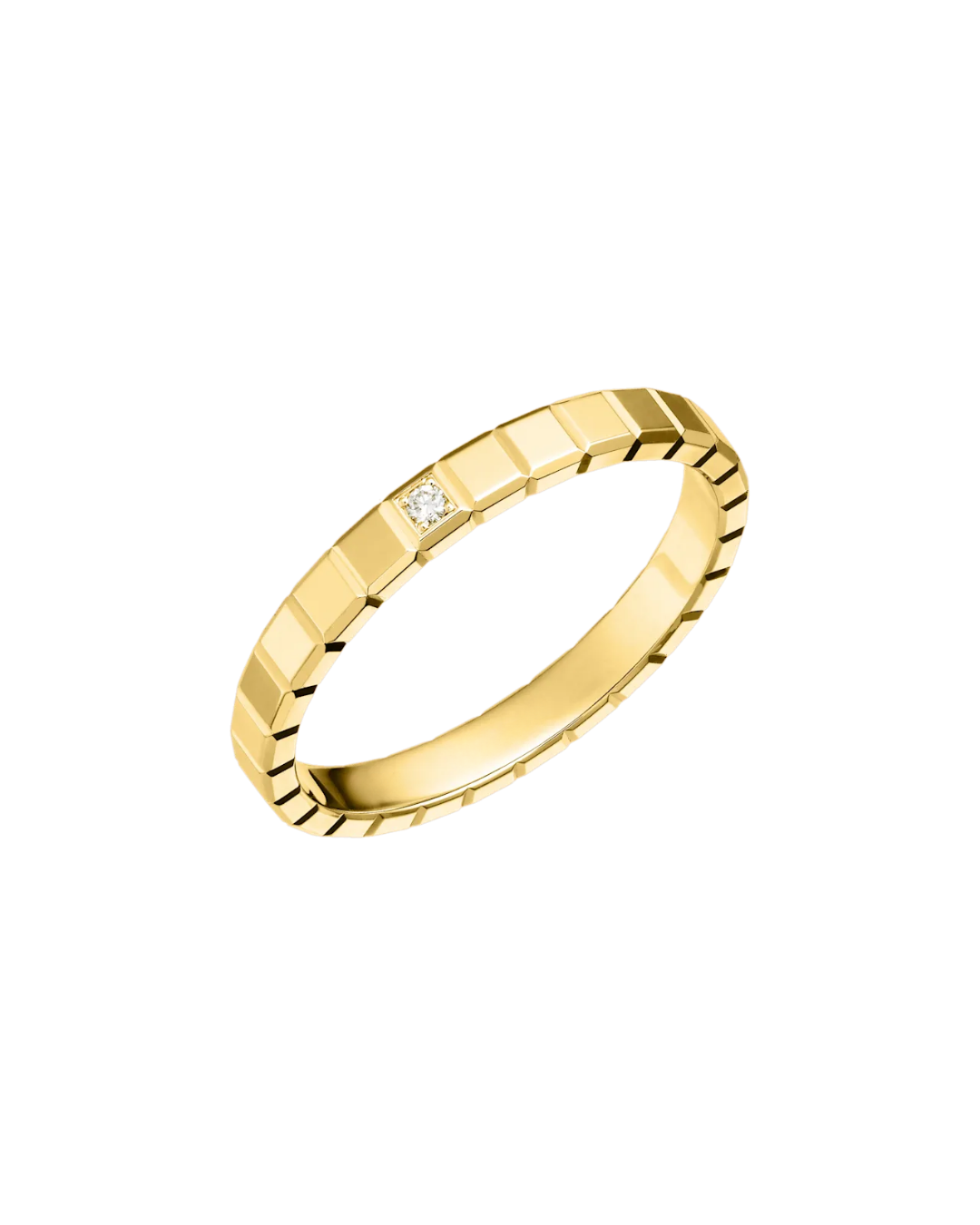 Ice Cube Single Diamond Ring 18ct Yellow Gold