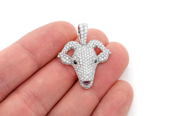 Erkals Jewellers Goat Head Pendant 18K Gold Diamond 2.50ctw