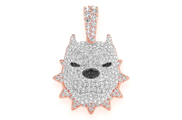 Pitbull Spiked Collar 1.25ct Diamante Colgante 14K Oro Sólido