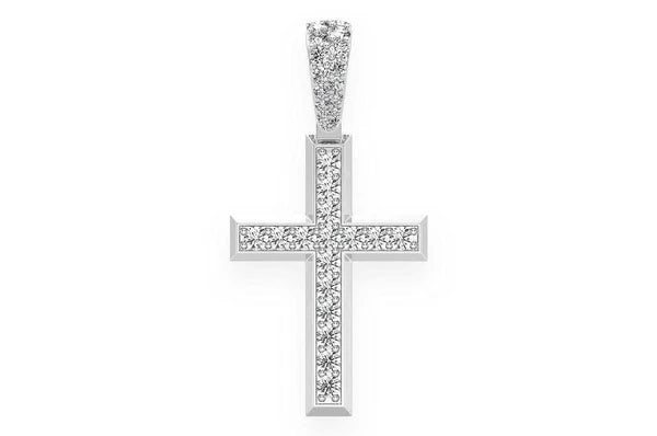 1.15ct Diamond Angled Cross Pendant 18K Solid Gold