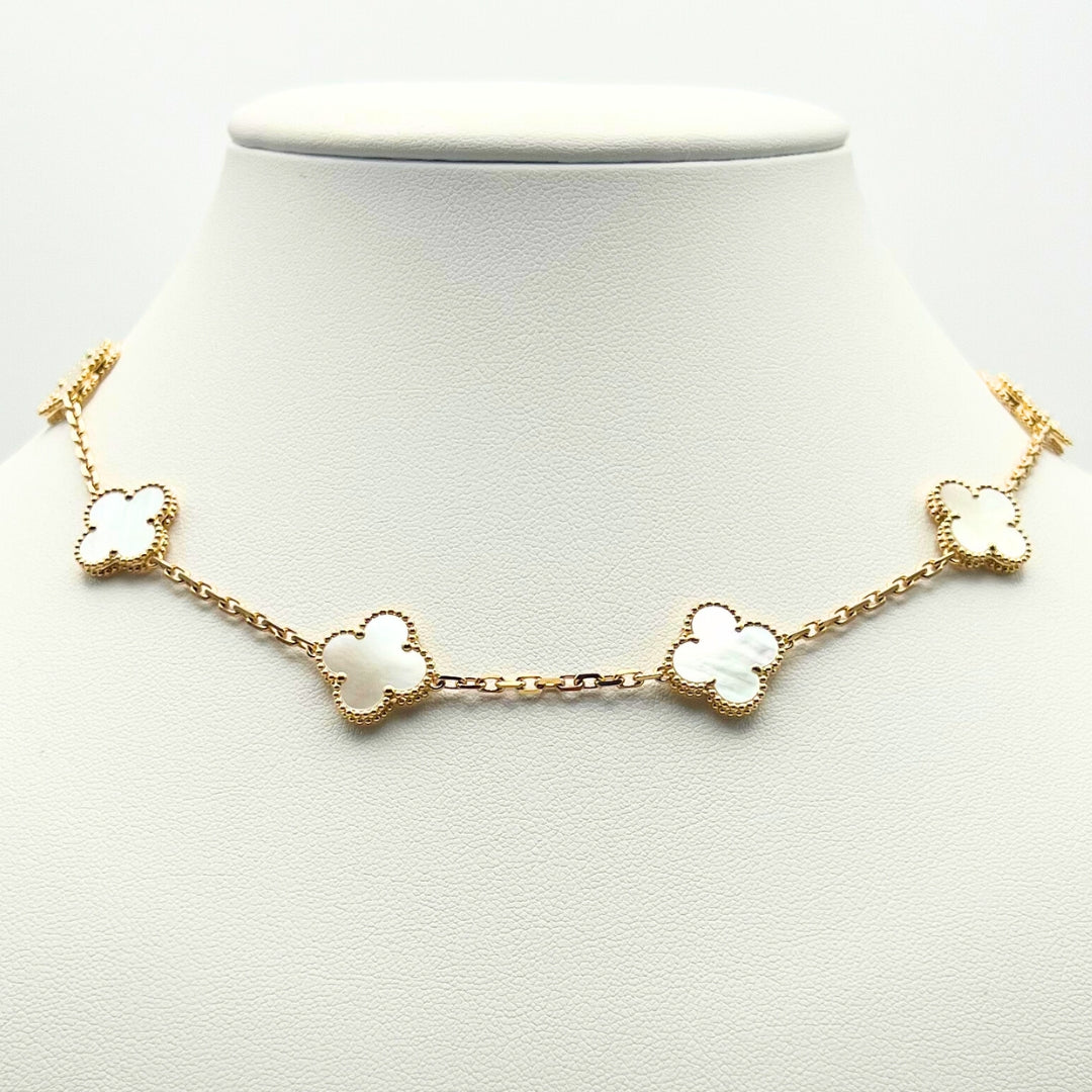 Van Cleef & Arpels Vintage Alhambra Necklace 10 Motifs Mother-Of-Pearl 18K Yellow Gold