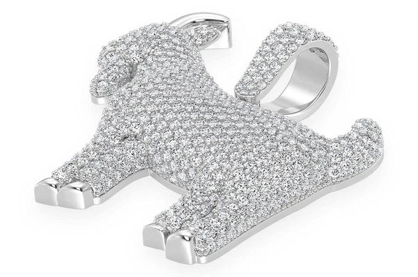 3.75ct Diamond Standing Goat Pendant 18K Solid Gold