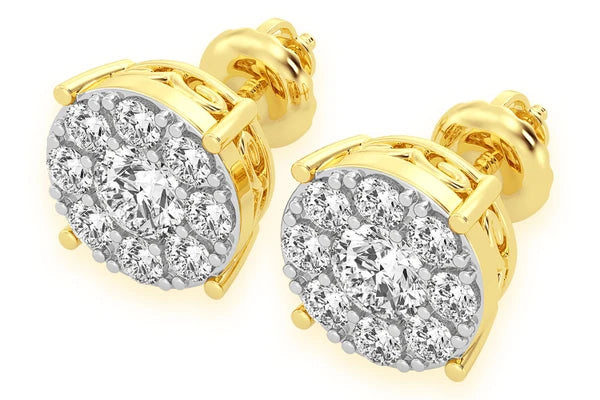 Erkals Jewellers Mosaic Stud Earrings 18K Gold 2.00ctw