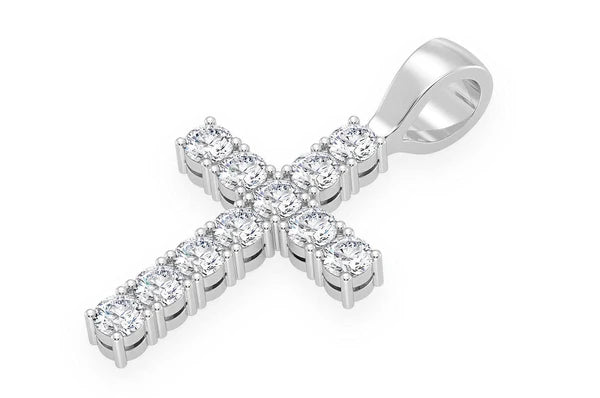 Pendentif solitaire croix diamant 1,00 ct en or massif 14 carats