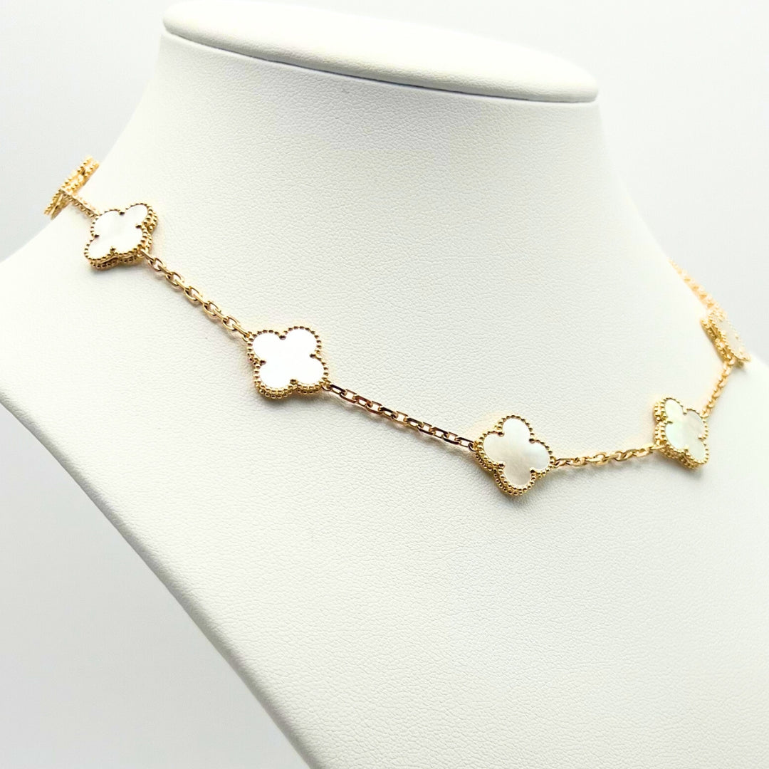 Van Cleef & Arpels Vintage Alhambra Necklace 10 Motifs Mother-Of-Pearl 18K Yellow Gold