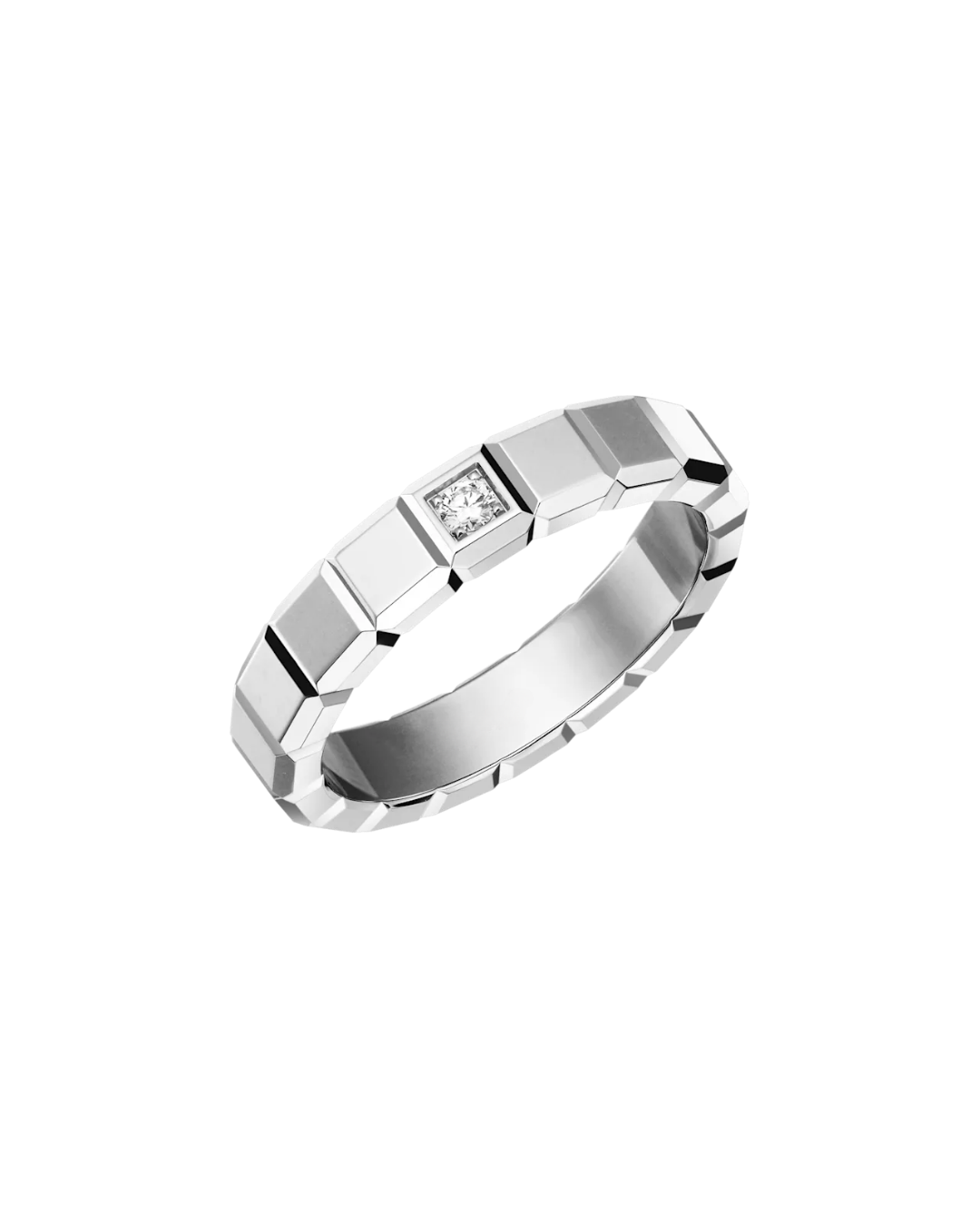 Ice Cube Single Diamond Ring 18ct White Gold