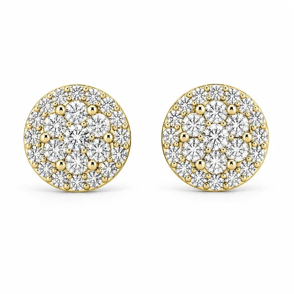 Erkals Jewellers Halo Flower Stud Earrings 18K Gold 3.00ctw