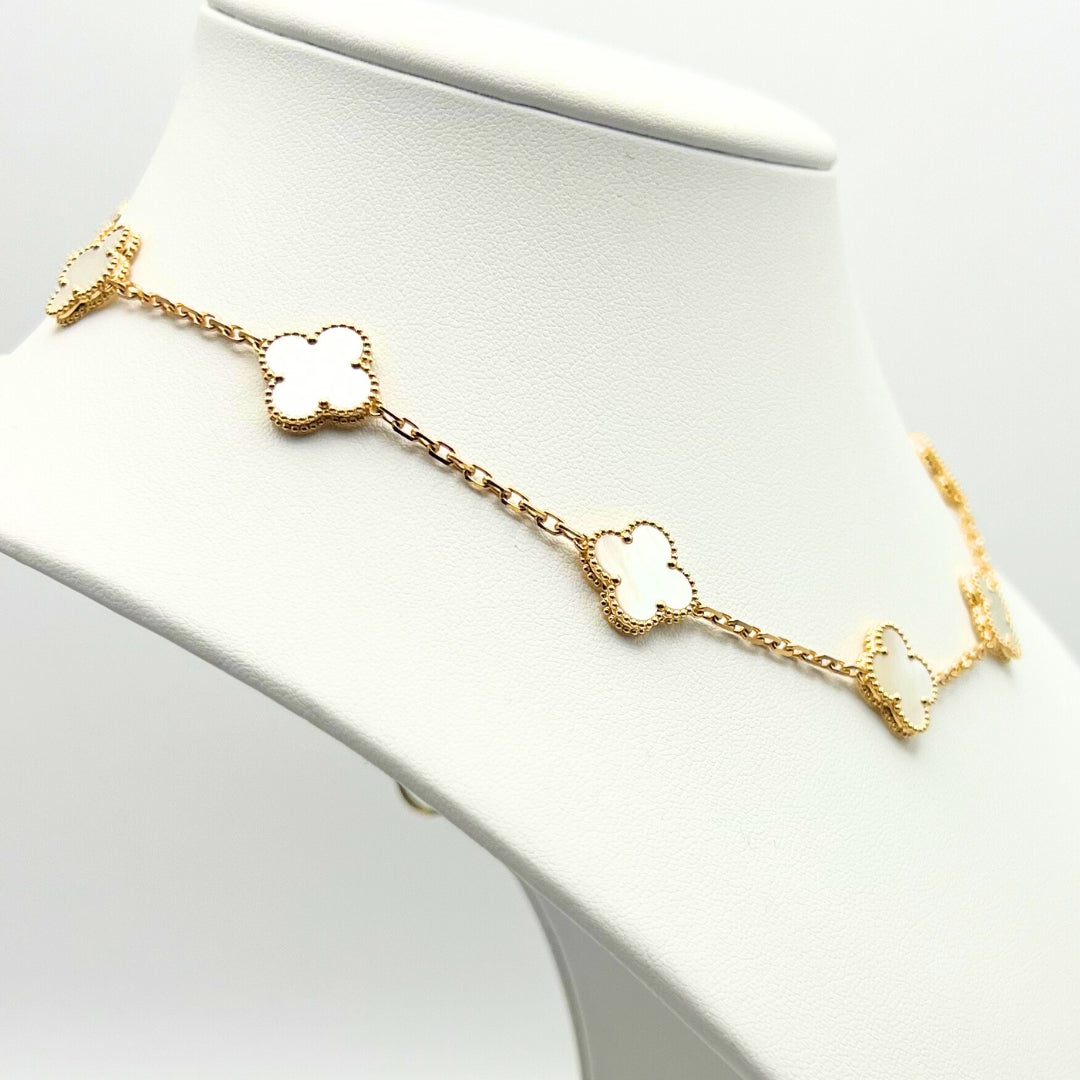 Van Cleef & Arpels Vintage Alhambra Necklace 10 Motifs Mother-Of-Pearl 18K Yellow Gold