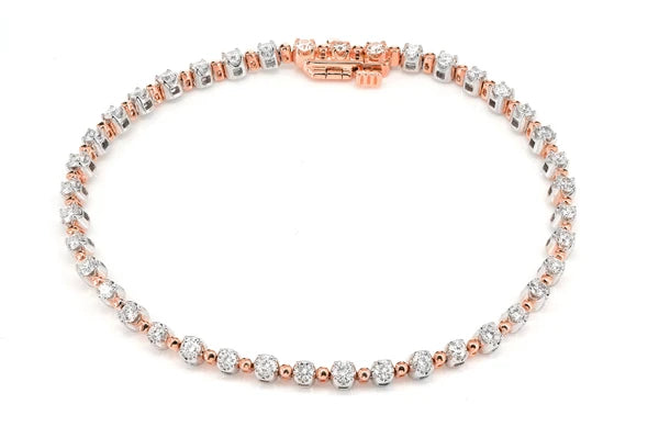 Erkals Jewellers Beaded Crown Link Diamond Bracelet 18K Gold 1.70ctw