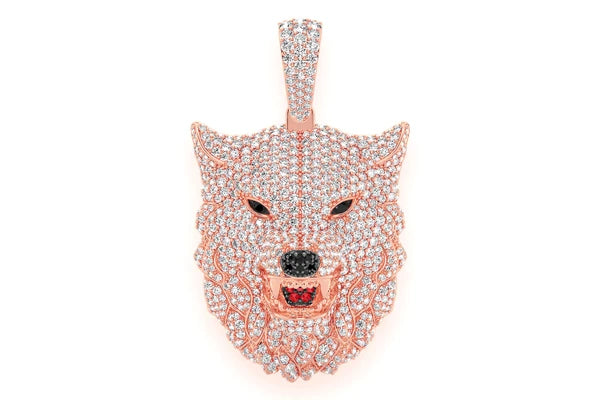 Erkals Jewellers Wolf Head Pendant 18K Gold Diamond 4.75ctw