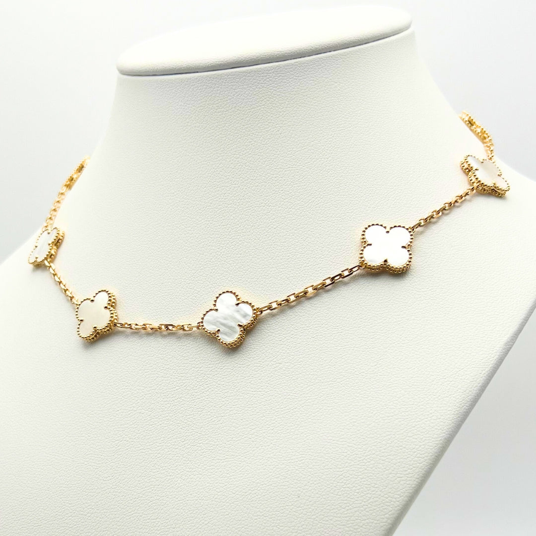 Van Cleef & Arpels Vintage Alhambra Necklace 10 Motifs Mother-Of-Pearl 18K Yellow Gold