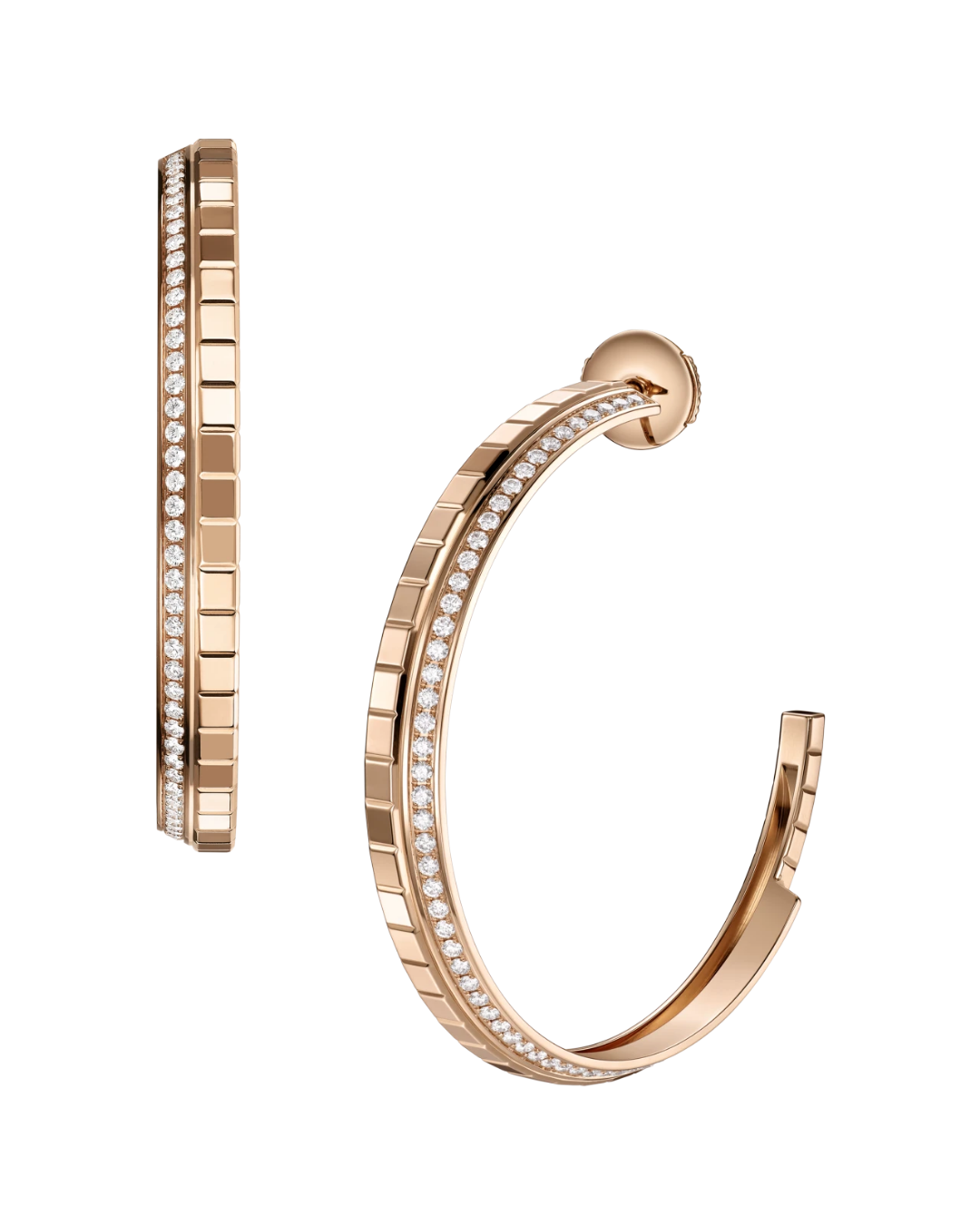 Ice Cube Hoop Diamond Earrings 18ct Rose Gold