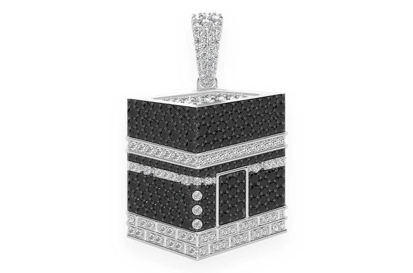 2.60ct Diamond Kaaba Black & White Pendant 18K Solid Gold