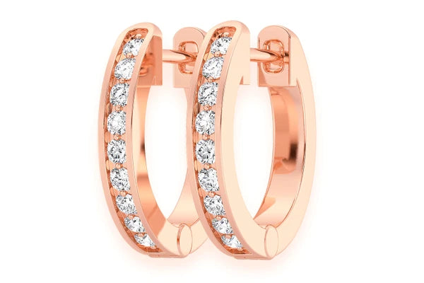 Erkals Jewellers One Row Huggie Hoop Earrings 18K Gold 0.10ctw
