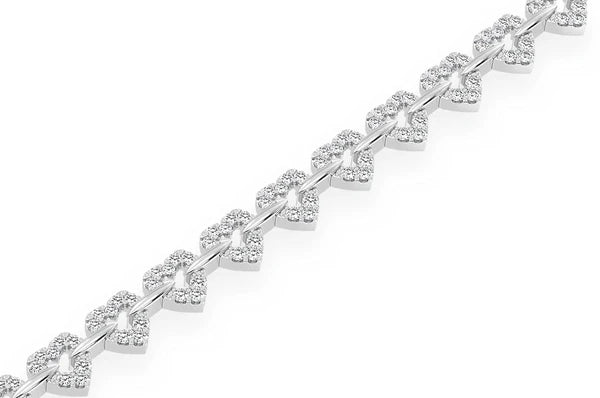 Bracelet en diamant en forme de cœur de 2,35 ct en or massif 14 carats